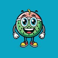 Whimsical Sketch of a Watermelon with Amusing Green Eyes and a Festive Hat vector