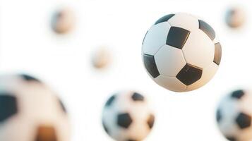 athletic ball Football resting on pristine white surface, showcasing traditional panel pattern with striking visual clarity for Soccer design concepts sport photo