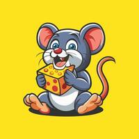 Adorable Mice Feasting on Cheese A Mascot Character Graphic vector