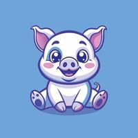 Sitting Piglet Character Illustration in EPS Format vector