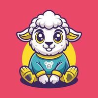 Sitting Sheep in a Cartoonish Style for Illustrations vector