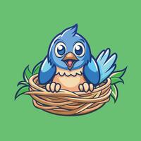 Minimalist Illustration of a Nest with a Bird vector