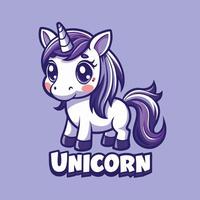 Kawaii Unicorn Character with Logo Illustration for Design and Branding vector