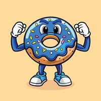 Amusing Cartoon Doughnut Character with Anthropomorphic Arms and Legs vector
