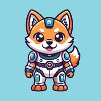 Futuristic Cyborg Shiba Inu Dog with Advanced Implants vector