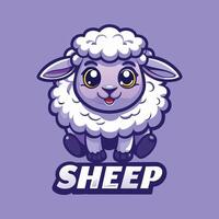 Adorable Cartoon Sheep Mascot with Expressive Eyes and a Playful Grin vector