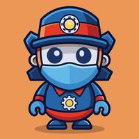 The Adorable Mechanical Companion in Disguise Masked and Hatted Cutest Robot vector