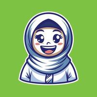Smiling Muslim Woman Wearing Hijab with Joyful Expression and Positive Posture vector