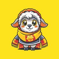 Adorable Sheep Adorned in a Cozy Shawl A Mascot Character vector