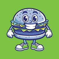 Animated Cartoon Character Hamburger with Limbs and Expressions vector