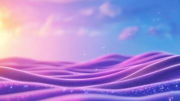 Colorful abstract purple landscape under with glitter and bokeh effect background a pastel colored sky with clouds photo