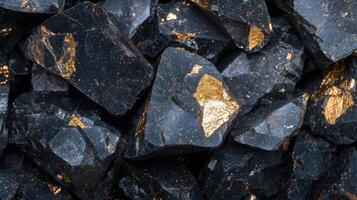 Gold veins backgrounds through black stones, creating an running pattern, ideal for abstract and textures photo