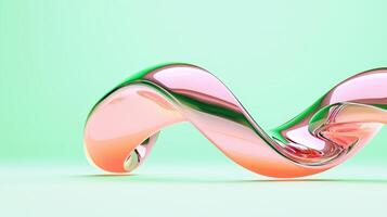 Smooth, swirling, pink metallic 4K creates an abstract, wavy shape against a soft gradient background, pattern photo