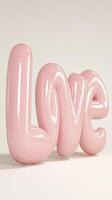 on Pink inflatable letters spelling love stand 3d a light background, symbolizing romance, affection, and valentine's day. Vertical format photo