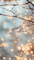 and christmas background with golden particles flowing Abstract creating a magical light bokeh effect on a teal backdrop. Vertical format photo