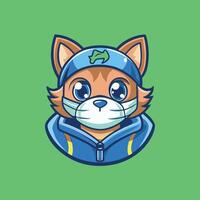 Cute Mascot Character of a Cat Wearing a Mask in a Shopping Cart vector