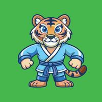 Dynamic Tiger Karate Mascot Character in Format vector