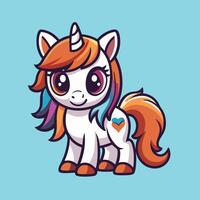 Rainbow Pony Character Illustration in EPS Format vector