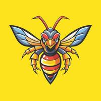 Colorful and Gradient Illustration of a Hornet with Intricate Details vector