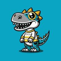 Adorable Cartoon Dinosaur with Picasso Inspired Abstract Patterns vector