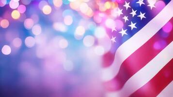 United states flag waving a festive bokeh background, perfect for celebrating american holidays usa copy space for text photo