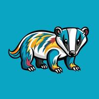 Abstract Badger Painted in a Symphony of Multicolored Hues vector