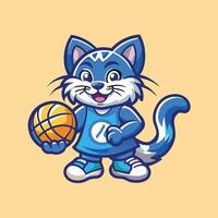 Playful Feline Mascot Cat Enjoys a Game of Ball vector