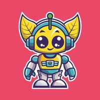 Minimalist Illustration of a Leaf Shaped Robot Mascot vector