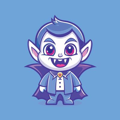 Adorable Dracula Character Embracing the Night in Illustration