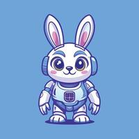 Futuristic Cyborg Bunny with Robotic Enhancements and Cute Features vector
