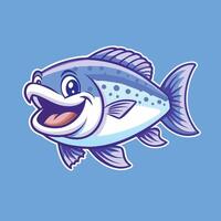 Cheerful Cartoon Trout Fish in Format vector