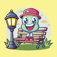 Character of a Park Bench and Lamp Mascot with Friendly Expression vector