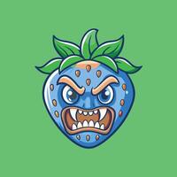 A Strawberry with an Amusing Facial Expression Emblazoned by a Smiling Human Face vector