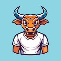 Intricate Illustration of a Cow Skull Head Mascot Design for T shirts on White Background vector