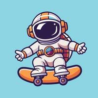 Astronaut Skater Mascot Character Riding a Shopping Cart vector