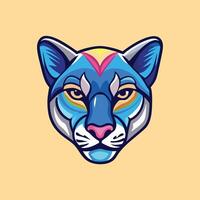 Abstract Multicolored Head of a Cougar with Pembroke Welsh Corgi Ears vector