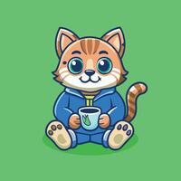 Chilling Out Cat Logo Mascot Character with a Cool Attitude vector