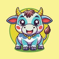 Delightful Cartoon Illustration of a Colorful Baby Bull vector