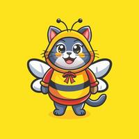 Adorable Cat Wearing a Buzzing Bee Mascot Character for Custom Logos and Websites vector