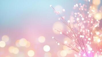 Glowing light branches casting soft bokeh illumination, creating magical seasonal ambiance for festive winter celebrations background photo