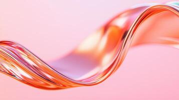 Smooth, swirling, pink metallic shape creates an abstract, wavy pattern a against soft gradient background, 4K photo