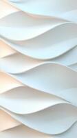 Smooth white geometric waves flowing and creating an elegant, abstract pattern, ideal for background and format projects. Vertical design photo