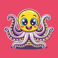 Adorable Cartoon Illustration of a Cute and Inky Octopus vector