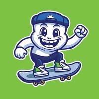 Logo Illustration of a Playful and Energetic Skateboard Mascot with a Simple Design vector