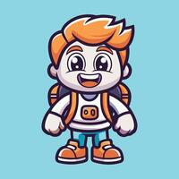 Adorable Boy Character Sporting a Backpack in an Illustrative Image vector