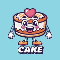 Adorable Logo Illustration of a Cake Mascot in a Heart Shape with a Smiling Expression vector