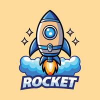 Rocket Mascot Ready for Launch with Simplified, Bold Style vector