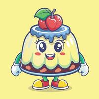 Adorable Illustration of a Cute and Playful Pudding Character vector