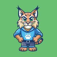 Cartoon Style Lynx Mascot Poised in a Dynamic Pose vector