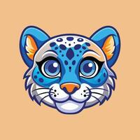 Intriguing Digital Sketch of a Leopard with Piercing Blue Eyes and a Mysterious Expression vector